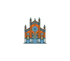 Church of St. Anthony of Padua and city landmark tourist attraction illustration. vector