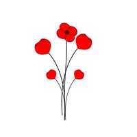 Vector illustration of a bright poppy flower. Anzac memorial day symbol