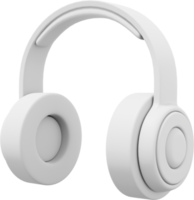 Wireless headphones side view. White PNG icon on a transparent background. 3D rendering.