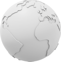Globe Earth. Minimalist cartoon. White PNG Isolated icon on transparent background. 3D rendering.