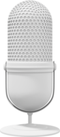 Modern Microphone. Realistic cartoon. White  PNG isolated icon on transparent background. 3D rendering.