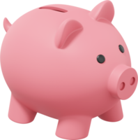 Pink piggy bank. PNG icon on transparent background. 3D rendering.