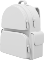 School city bag backpack white. PNG icon on transparent background. 3D rendering.