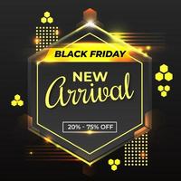 Black Friday New Arrival Promotion with Hexagonal vector