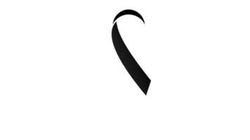 Black ribbon grief sorrow pray for. Simple clean symbol text animation video