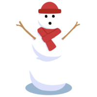 lindo muñeco de nieve con mano de palo de madera, gorra y bufanda para la decoración de invierno png