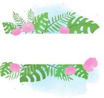 quadro de estilo plano botânico de flores tropicais de verão desenhado à mão em aquarela png