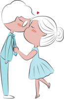 doodle hand draw couple kiss for valentine's day png