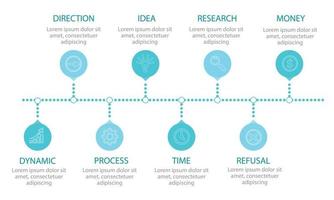 Infographic for business with eight items. Step or time. Vector illustration.