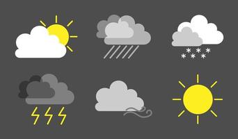 Simple weather icons. Weather icons on gray background. Vector illustrations