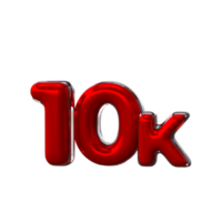 10 k número 3d con color rojo png