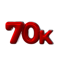 70 K 3D number with red color png