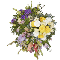 Fresh and colorful bouquet of flowers blooming beautiful first isolated on black background with clipping path png