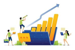 illustration of making company financial reports stored in a folder to be discussed in employee meetings. design can be used for landing page, startup apps, web page, ads vector