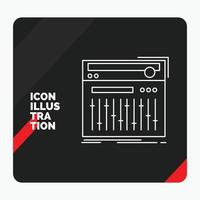 fondo de presentación creativa rojo y negro para el control. controlador. midi estudio. icono de línea de sonido vector