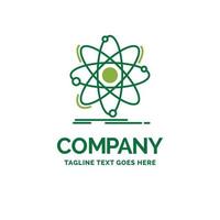 Atom. science. chemistry. Physics. nuclear Flat Business Logo template. Creative Green Brand Name Design. vector