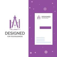 Business Logo for Build. design. geometry. math. tool. Vertical Purple Business .Visiting Card template. Creative background vector illustration