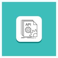 Round Button for Api. app. coding. developer. software Line icon Turquoise Background vector