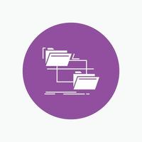 folder. file. management. move. copy White Glyph Icon in Circle. Vector Button illustration