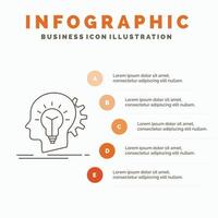 creative. creativity. head. idea. thinking Infographics Template for Website and Presentation. Line Gray icon with Orange infographic style vector illustration