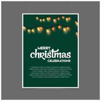 Merry Christmas Decoration Lighting Green Template vector