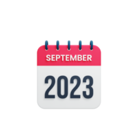calendário de setembro de 2023 renderizado ilustração 3d png