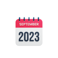 Calendrier de septembre 2023 rendu illustration 3d png