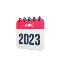 2023 June Calendar Rendered 3D Illustration png