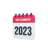2023 dicembre calendario reso 3d illustrazione png