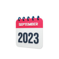 2023 septiembre calendario renderizado 3d ilustración png