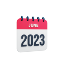 calendário de junho de 2023 renderizado ilustração 3d png