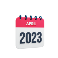 2023 april kalender återges 3d illustration png