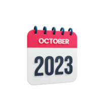 2023 October Calendar Rendered 3D Illustration png