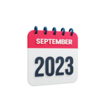 2023 septiembre calendario renderizado 3d ilustración png