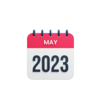 2023 maio calendário renderizado ilustração 3d png