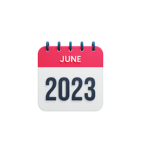 2023 Juni Kalender gerendert 3D-Illustration png