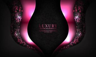 3D black pink luxury abstract background overlap layers on dark space with waves effect decoration. Graphic design element fluid style concept for banner, flyer, card, brochure cover, or landing page vector