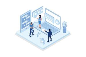 People Characters Giving Five Star Feedback. Clients Choosing Satisfaction Rating and Leaving Positive Review. Customer Service and User Experience Concept, isometric vector modern illustration