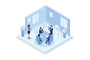 Business people, People talking with colleagues and customers, isometric vector modern illustration
