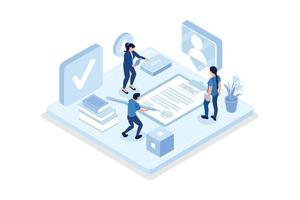 Smart Contract Banner Template. Man Character Signing Digital Signature at Online Business Contract. Data Protection and Privacy Policy Concept, isometric vector modern illustration