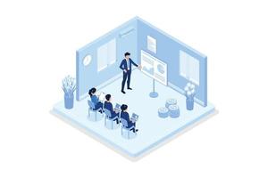 Business people, Characters working at office, isometric vector modern illustration