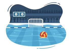 Water Polo Sport Player Playing to Throw the Ball on the Opponent's Goal in the Swimming Pool in Flat Cartoon Hand Drawn Templates Illustration vector