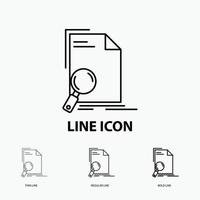 Analysis. document. file. find. page Icon in Thin. Regular and Bold Line Style. Vector illustration