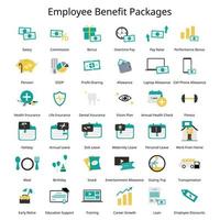 Set of Employee Benefit package for employee icon vector