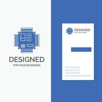 Business Logo for Chip. cpu. microchip. processor. technology. Vertical Blue Business .Visiting Card template. vector