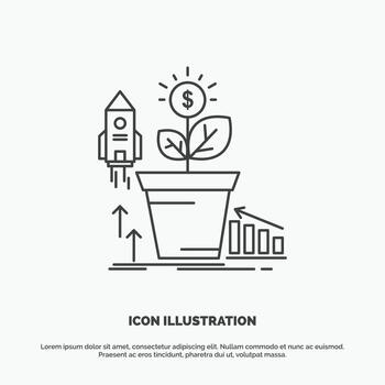 Finance. financial. growth. money. profit Icon. Line vector gray symbol for UI and UX. website or mobile application