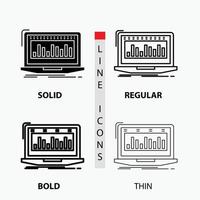 datos. financiero. índice. vigilancia. icono de stock en fino. regular. línea en negrita y estilo de glifo. ilustración vectorial vector