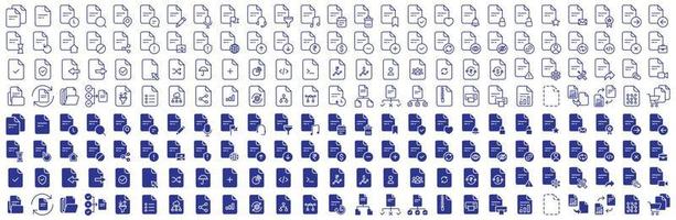 colección de íconos relacionados con documentos y archivos, incluidos íconos como página, documento de texto, datos y más. ilustraciones vectoriales, píxeles perfectos vector