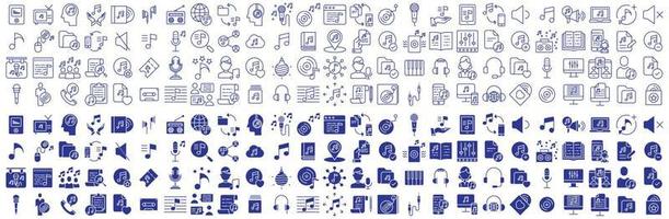 Collection of icons related to Music instruments and music studio, including icons like Music, Song, Radio, Mic and more. vector illustrations, Pixel Perfect