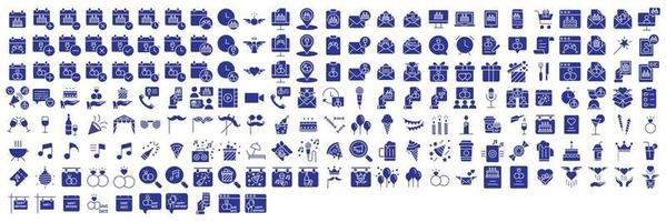 Collection of icons related to Party and wedding celebration, including icons like Cake, Event, Calendar, Birthday and more. vector illustrations, Pixel Perfect